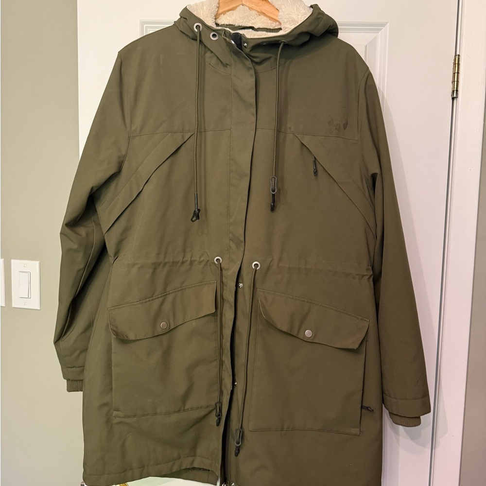 Women's Olive Hooded winter coat